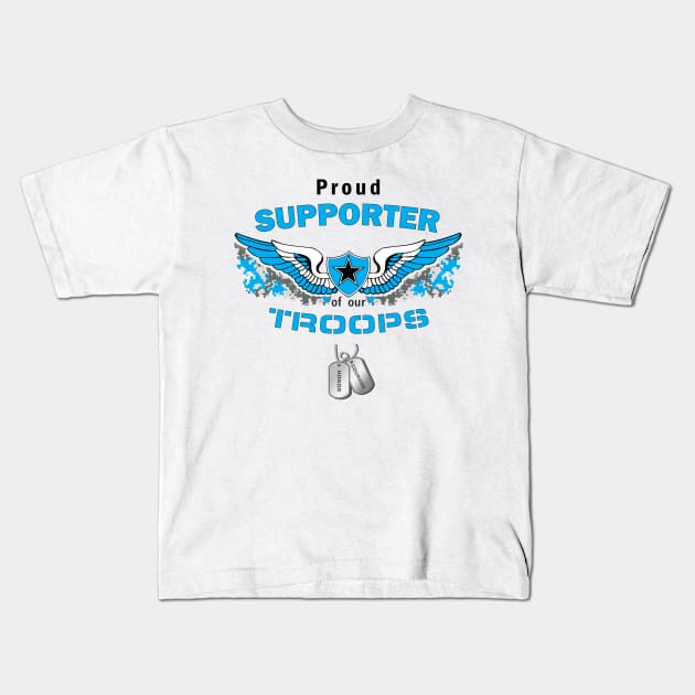 Support our Troops- Teal Kids T-Shirt by krisk9k